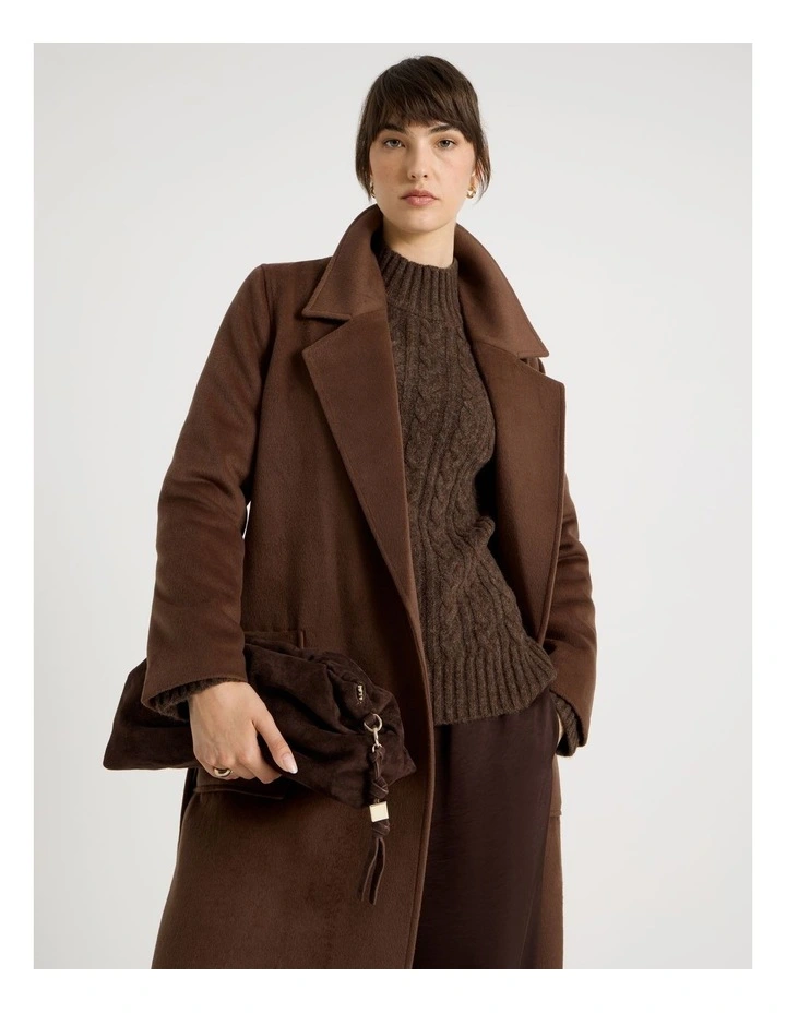 Andrea Suede Leather Clutch Bag in Chocolate image 4