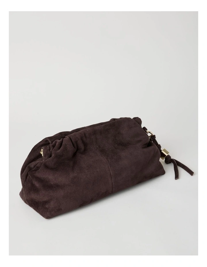 Andrea Suede Leather Clutch Bag in Chocolate image 5