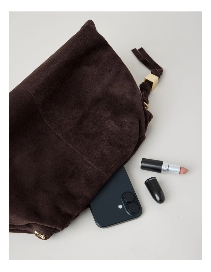 Andrea Suede Leather Clutch Bag in Chocolate image 7