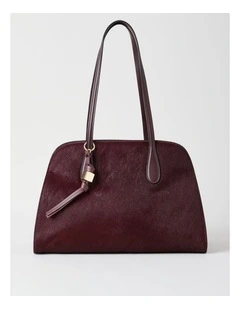 Melrose Calf Hair Leather Tote Bag in Plum