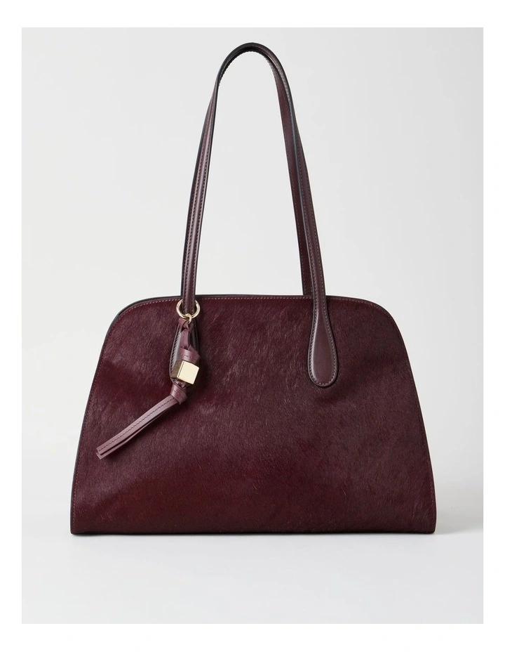 Melrose Calf Hair Leather Tote Bag in Plum image 1