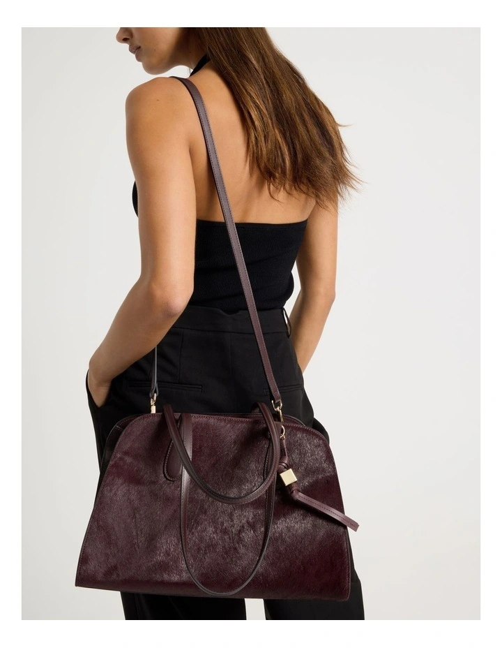 Melrose Calf Hair Leather Tote Bag in Plum image 4