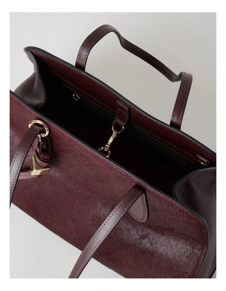 Melrose Calf Hair Leather Tote Bag in Plum image 6