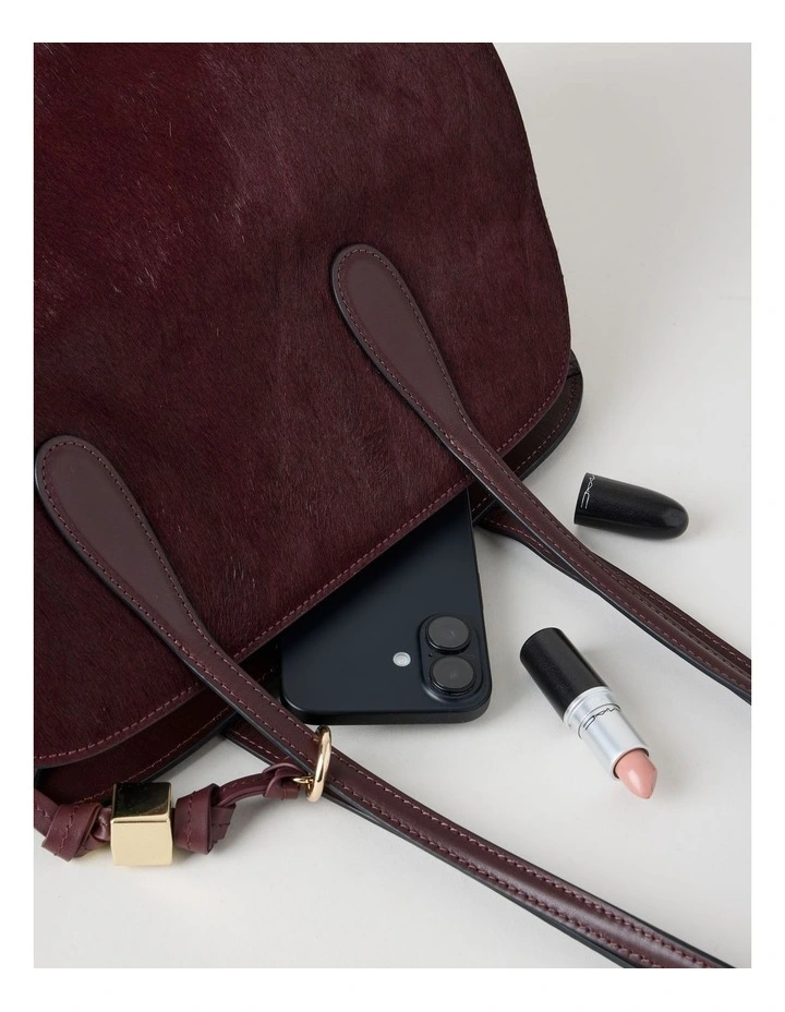 Melrose Calf Hair Leather Tote Bag in Plum image 7