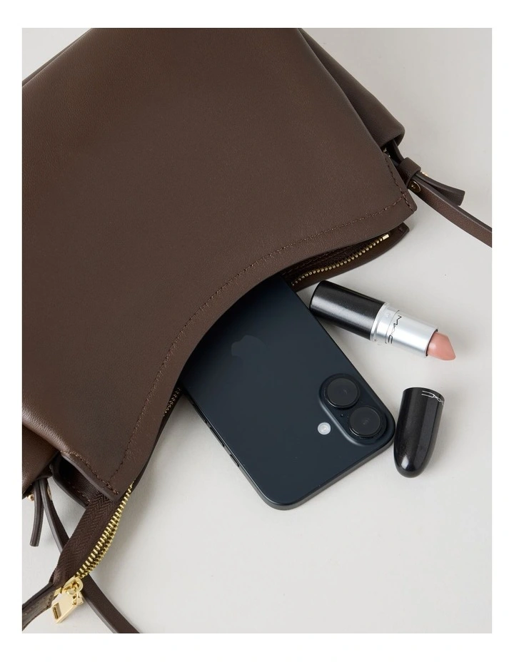 Gracie Leather Crossbody Bag in Chocolate image 6