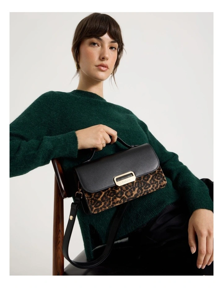 Fiona Leather Satchel Bag in Leopard image 2