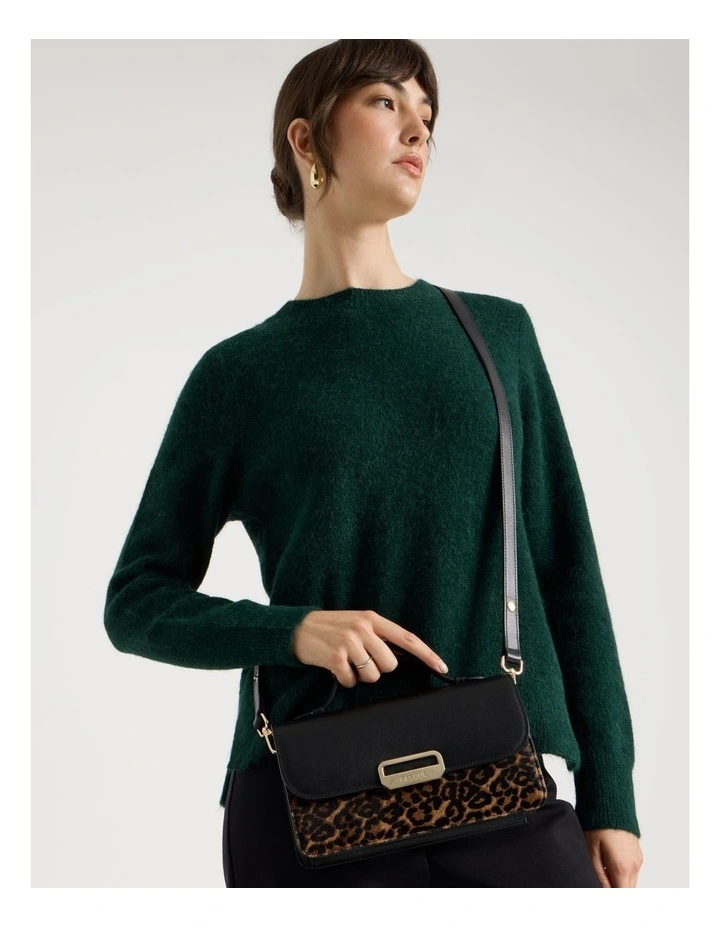 Fiona Leather Satchel Bag in Leopard image 4