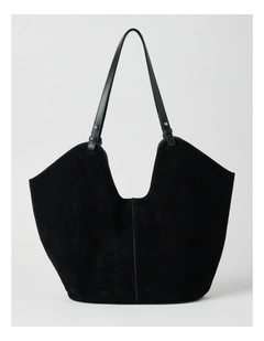 Kailee Suede Leather Tote Bag in Black