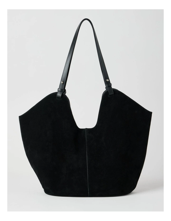 Kailee Suede Leather Tote Bag in Black image 1