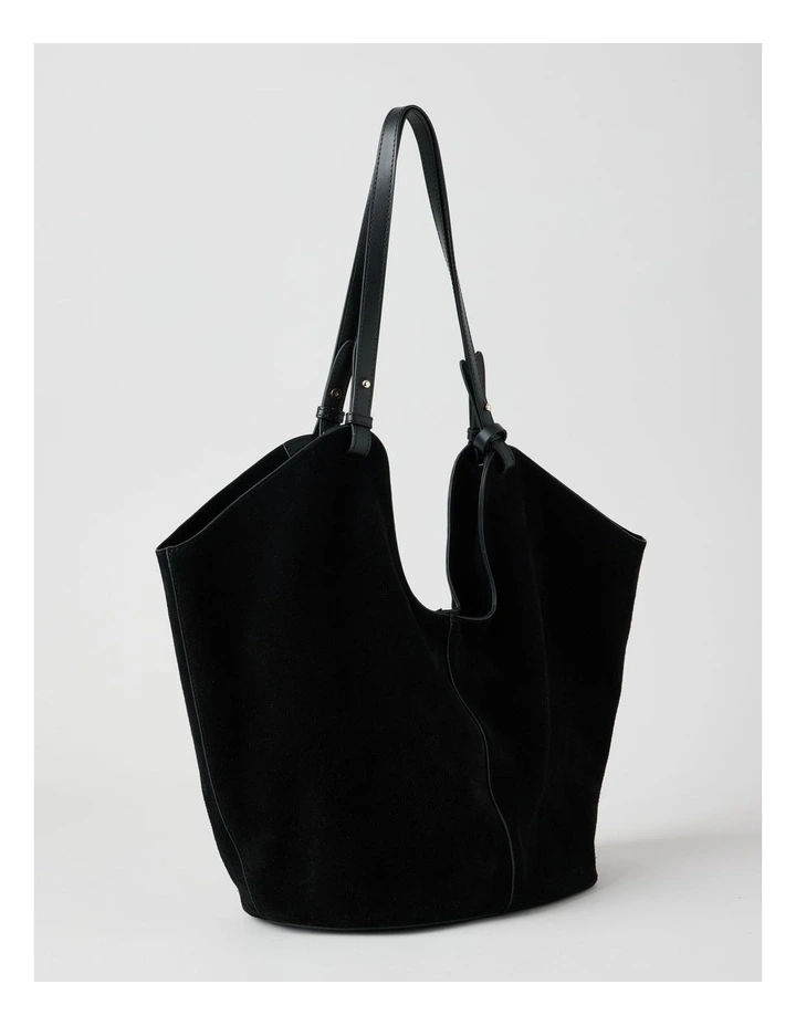 Kailee Suede Leather Tote Bag in Black image 5
