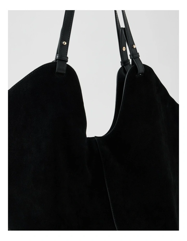 Kailee Suede Leather Tote Bag in Black image 6