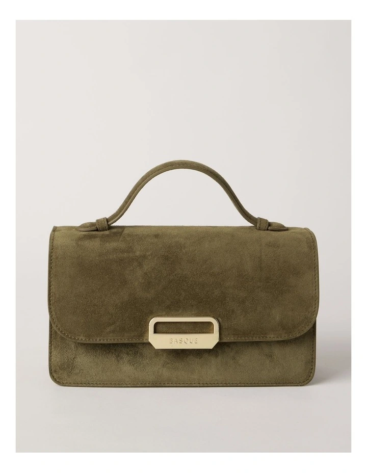 Fiona Suede Leather Satchel Bag in Olive image 1