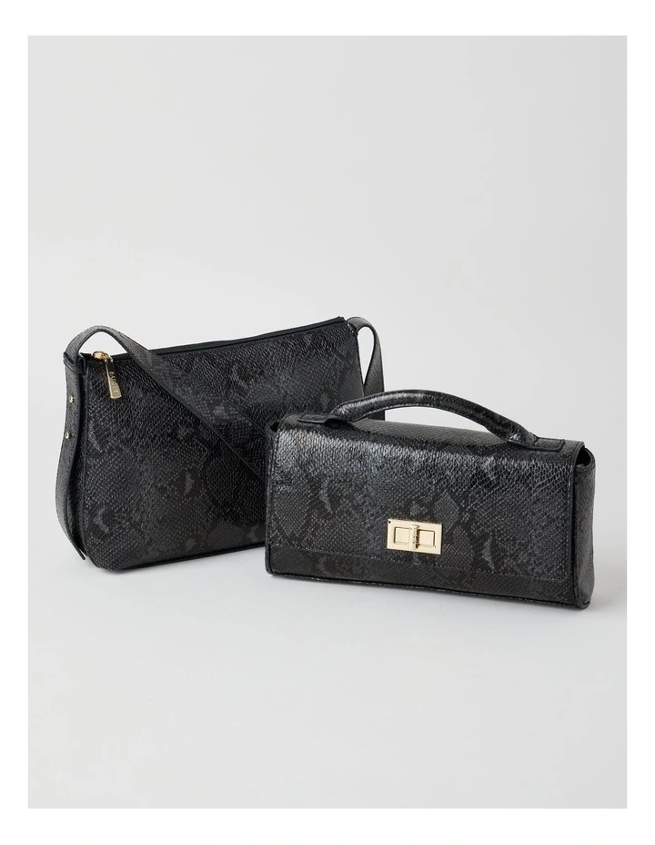 Ava Satchel Bag in Black image 6