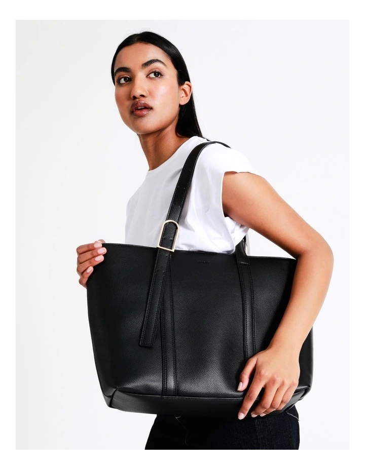 Ella Zip Top Tote Bag In Black image 2