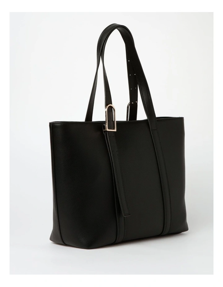 Ella Zip Top Tote Bag In Black image 3