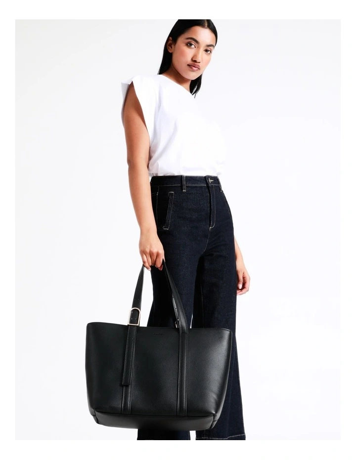 Ella Zip Top Tote Bag In Black image 4