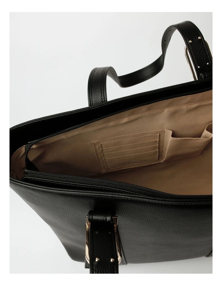 Ella Zip Top Tote Bag In Black image 6