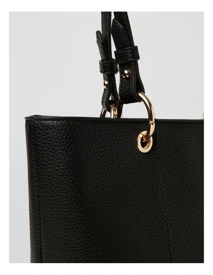 Ajay Zip Top Tote Bag in Black image 3