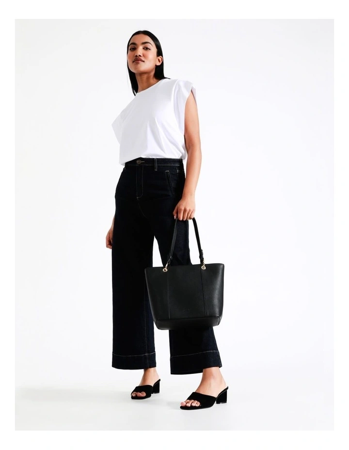 Ajay Zip Top Tote Bag in Black image 4