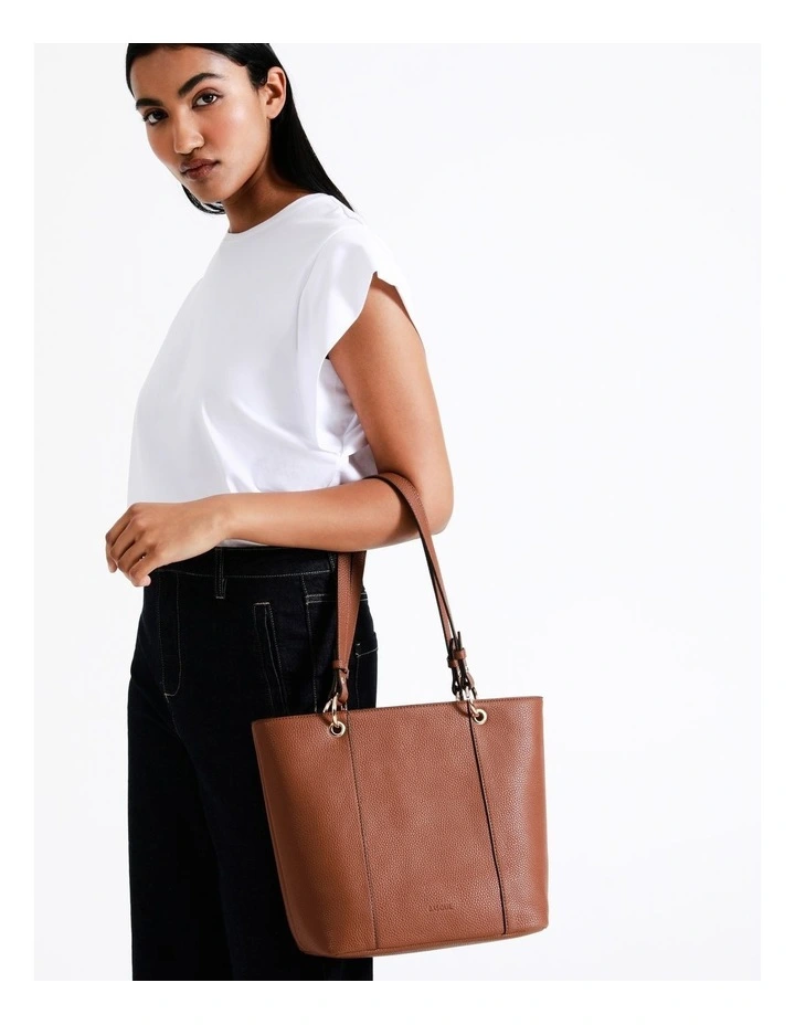Ajay Zip Top Tote Bag in Tan image 2