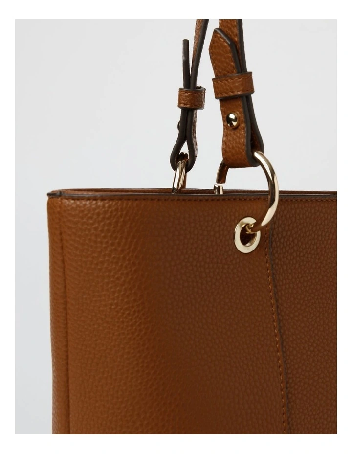 Ajay Zip Top Tote Bag in Tan image 3