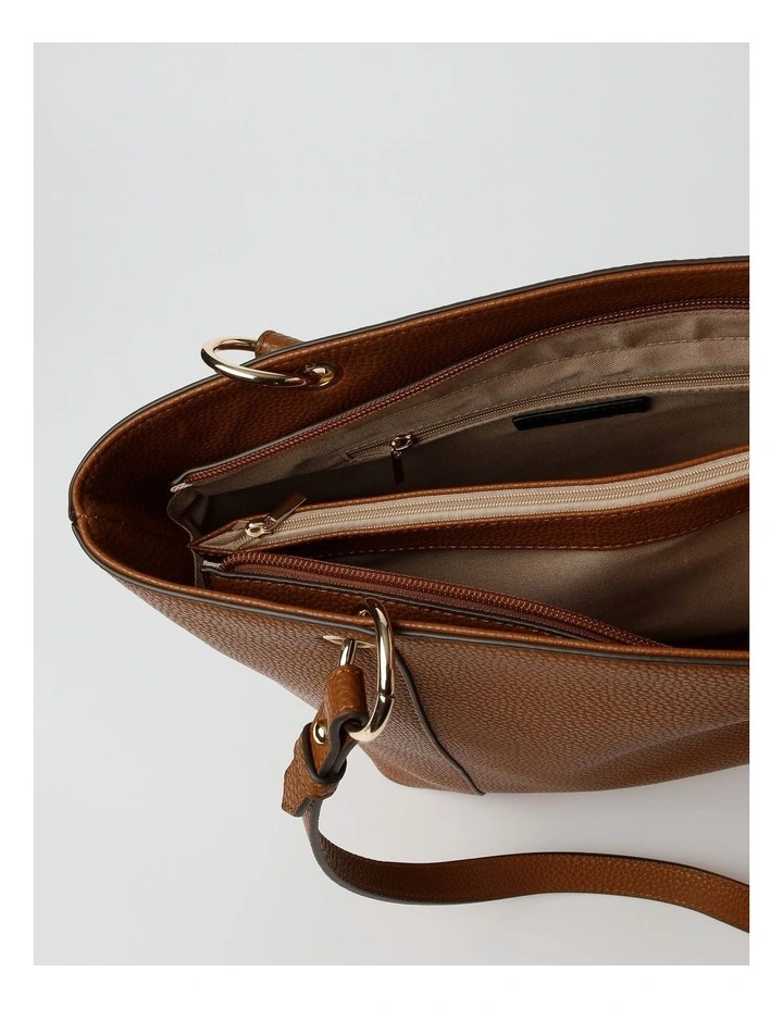 Ajay Zip Top Tote Bag in Tan image 5