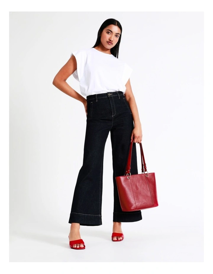 Ajay Zip Top Tote Bag in Red image 2