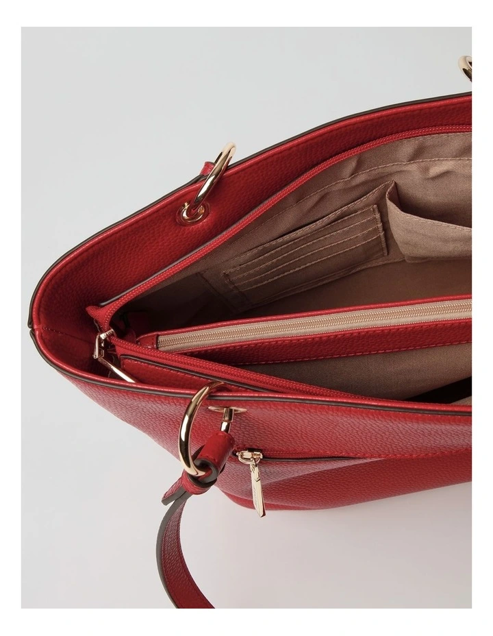 Ajay Zip Top Tote Bag in Red image 6