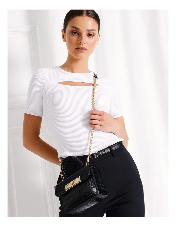 Katie Croc Crossbody Bag in Black image 2