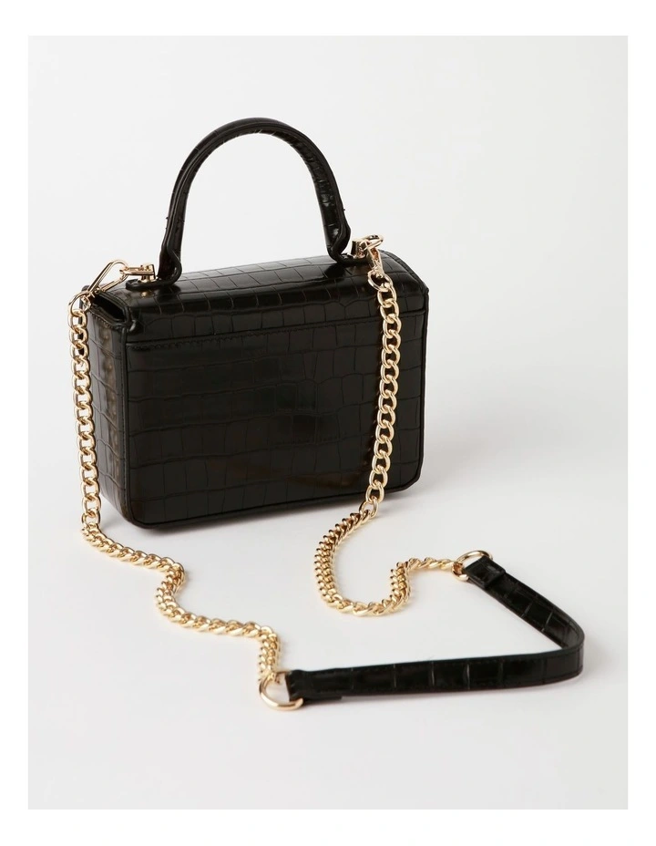 Katie Croc Crossbody Bag in Black image 3