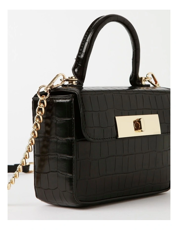 Katie Croc Crossbody Bag in Black image 5