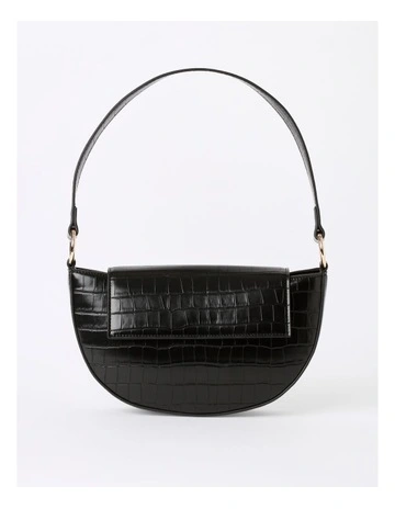 Charlie Croc Shoulder Bag in Black