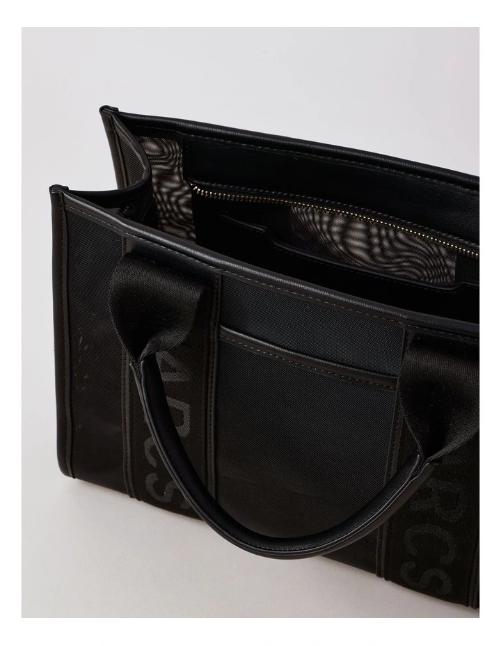 Barbados Tote Bag in Black Mesh image 5