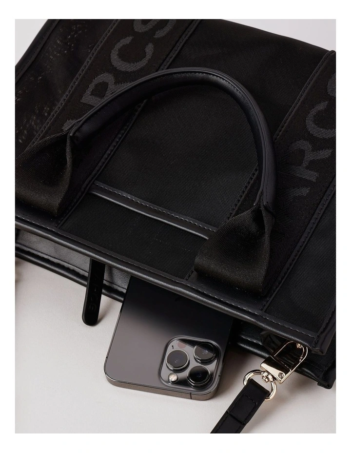 Barbados Tote Bag in Black Mesh image 6