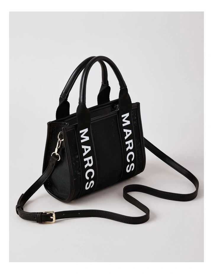 Barbados Mini Tote Bag in Black Mesh