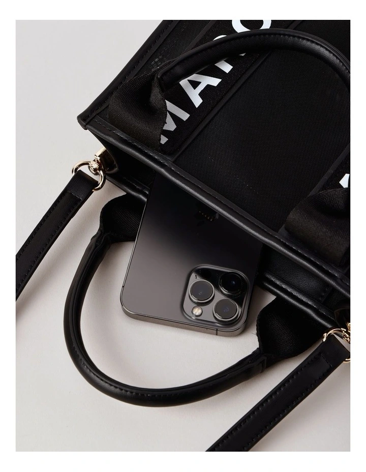 Barbados Mini Tote Bag in Black Mesh image 7