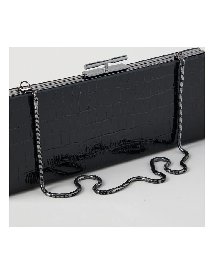Becky Croc Clutch Bag in Black image 4
