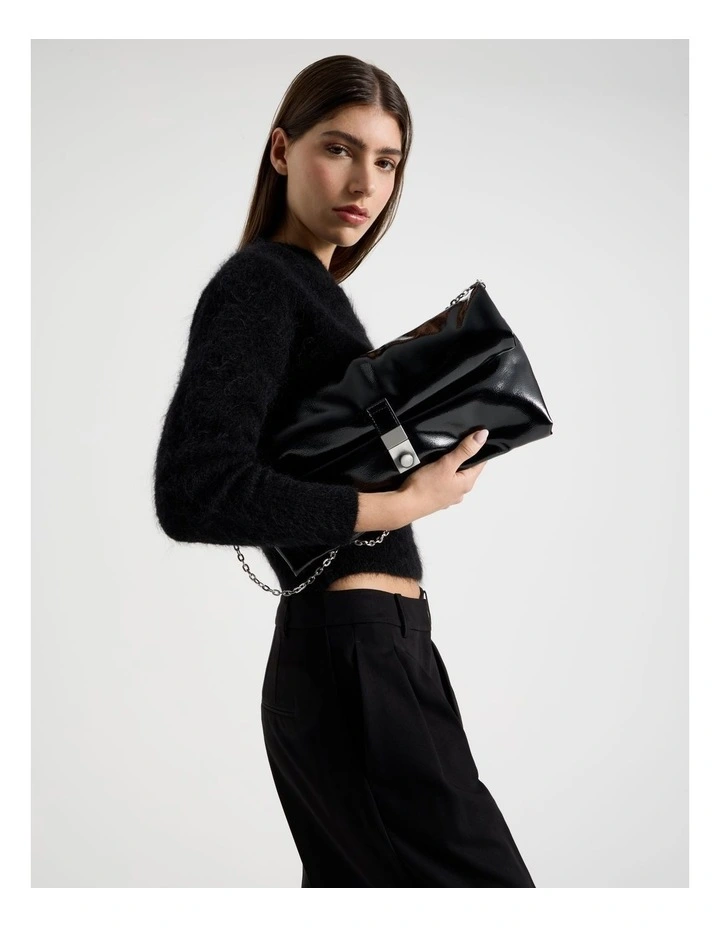 Blossom Clutch Bag in Black image 2