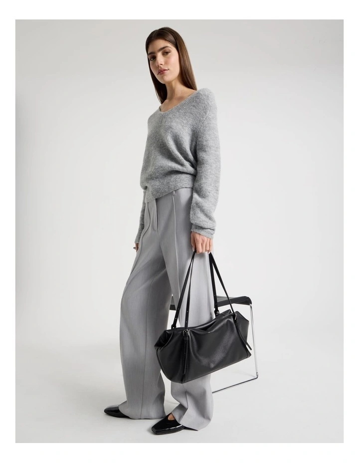Billy Leather Tote Bag in Black image 4