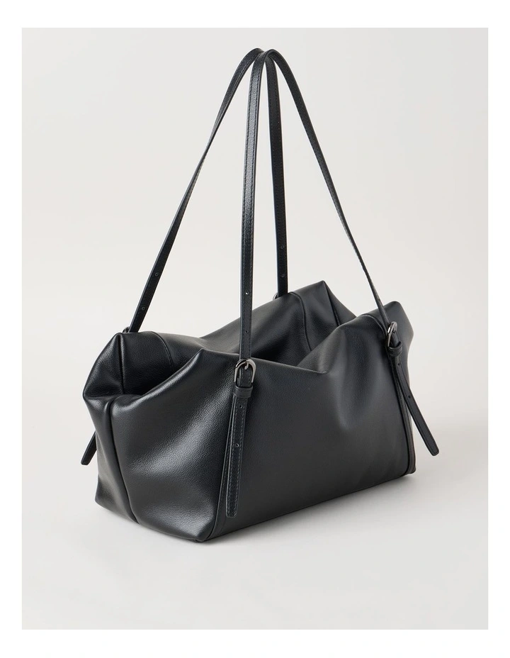 Billy Leather Tote Bag in Black image 5