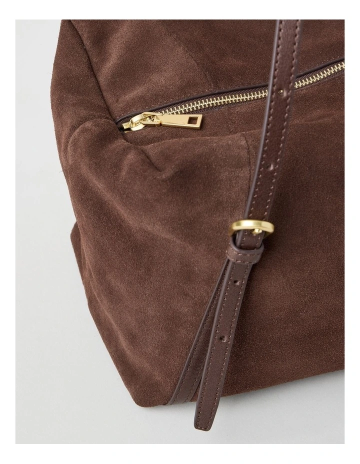Billy Leather Tote Bag in Chocolate image 3