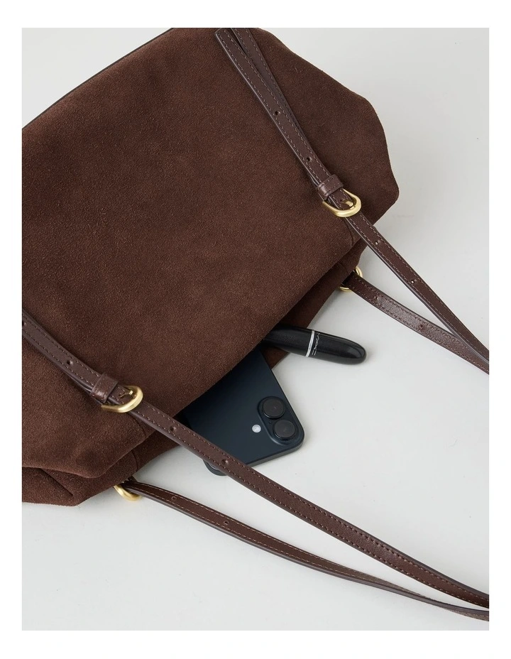 Billy Leather Tote Bag in Chocolate image 6