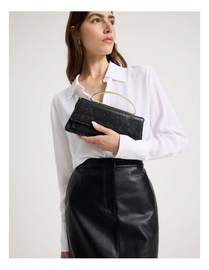 Beckett Snake Clutch Bag in Black image 2
