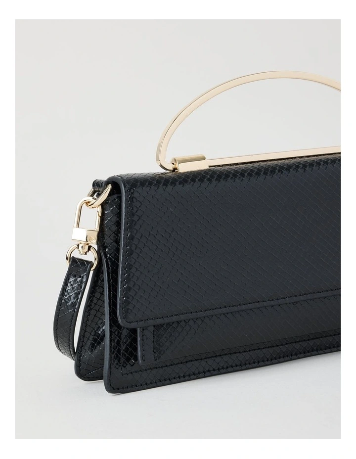 Beckett Snake Clutch Bag in Black image 3