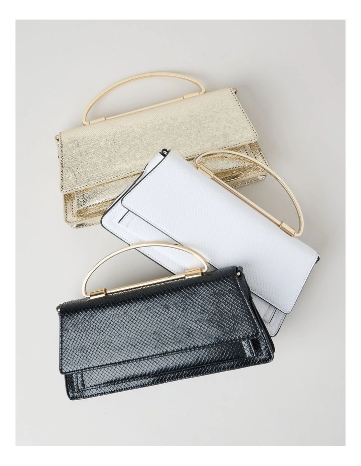 Beckett Snake Clutch Bag in Black image 7
