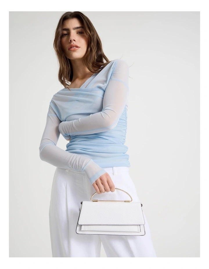 Beckett Snake Clutch Bag in White image 2