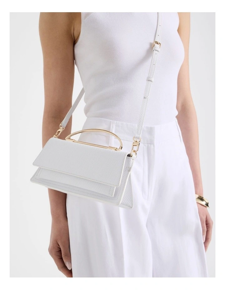 Beckett Snake Clutch Bag in White image 4