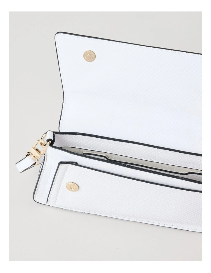 Beckett Snake Clutch Bag in White image 6
