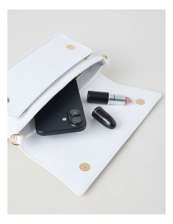 Beckett Snake Clutch Bag in White image 6
