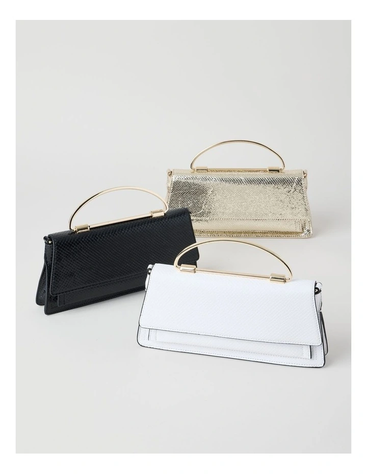 Beckett Snake Clutch Bag in White image 7